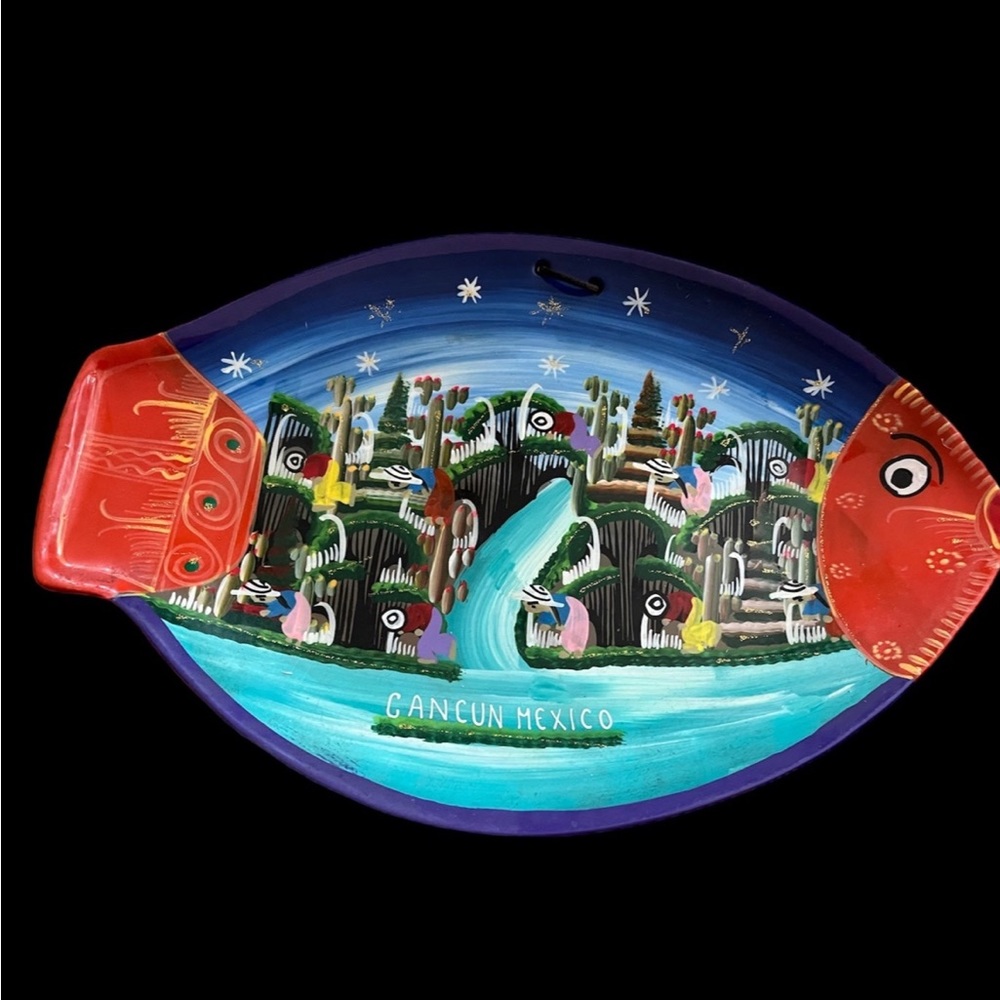 Mexican folk art hanging fish decor